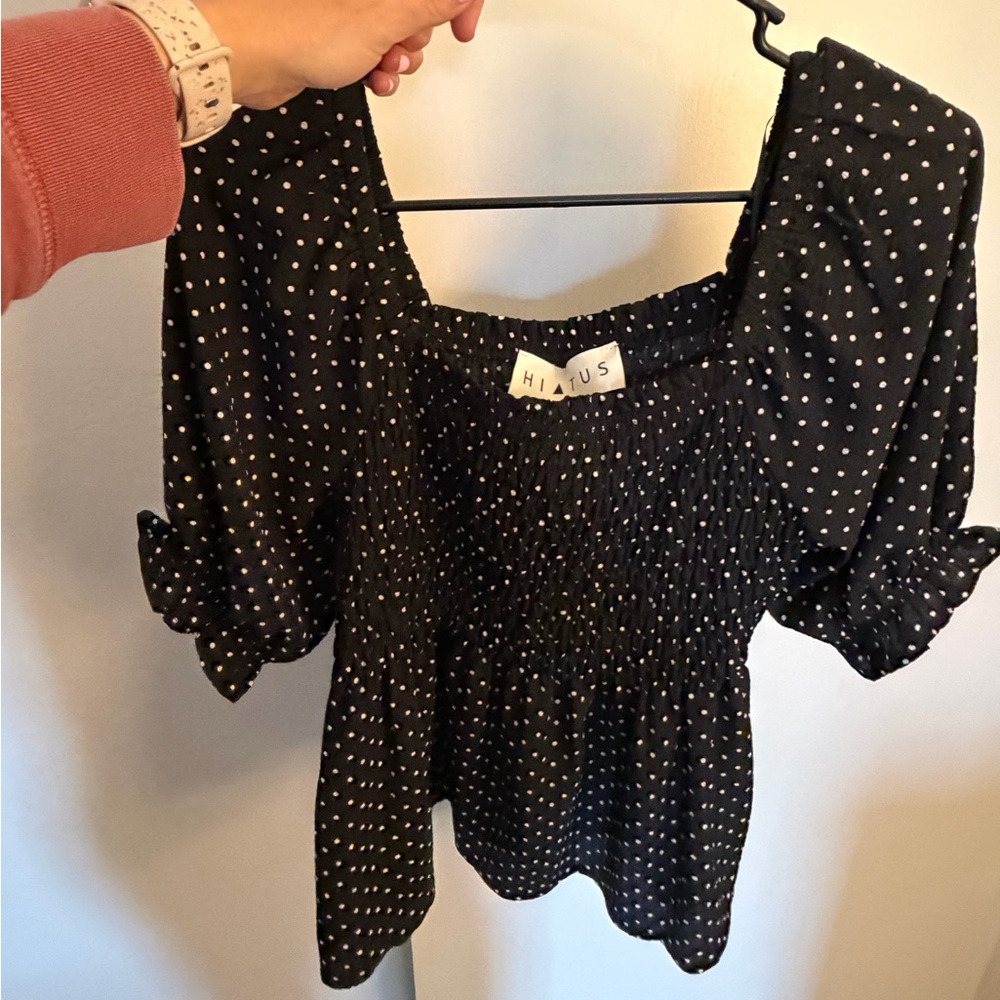 Hiatus Black and White Polka Dot Women's Blouse